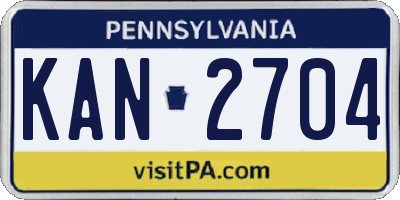 PA license plate KAN2704