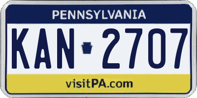 PA license plate KAN2707