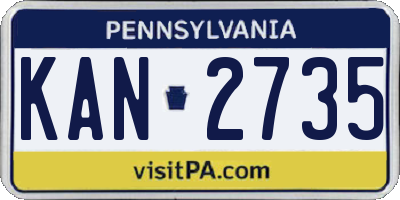 PA license plate KAN2735