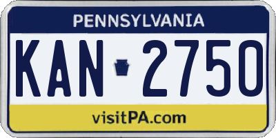 PA license plate KAN2750