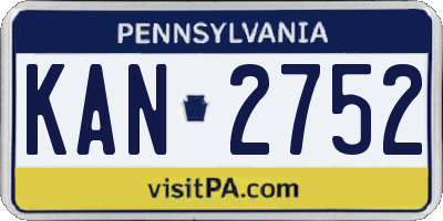 PA license plate KAN2752