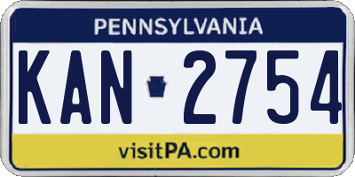 PA license plate KAN2754