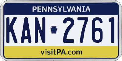 PA license plate KAN2761