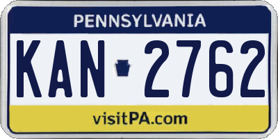 PA license plate KAN2762