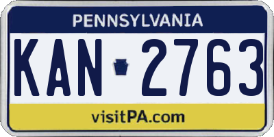 PA license plate KAN2763