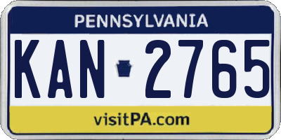 PA license plate KAN2765