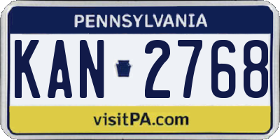 PA license plate KAN2768
