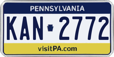 PA license plate KAN2772
