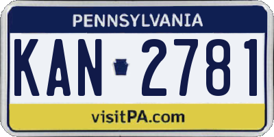 PA license plate KAN2781