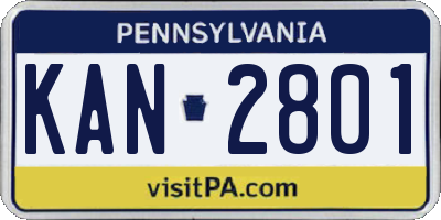 PA license plate KAN2801