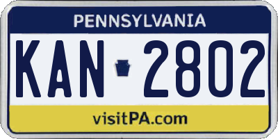 PA license plate KAN2802