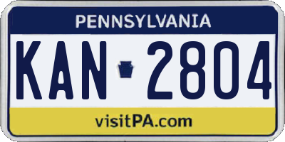 PA license plate KAN2804