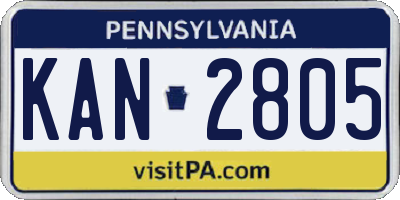 PA license plate KAN2805