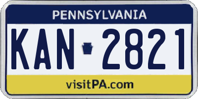 PA license plate KAN2821