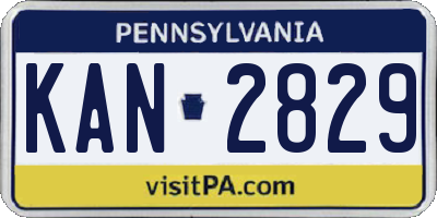 PA license plate KAN2829