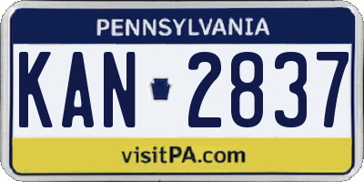 PA license plate KAN2837