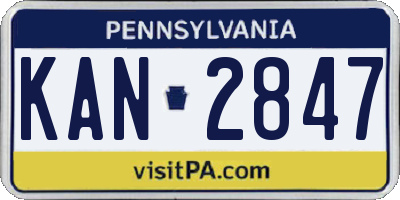 PA license plate KAN2847