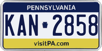PA license plate KAN2858