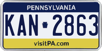 PA license plate KAN2863