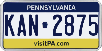 PA license plate KAN2875