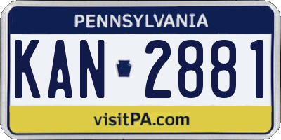 PA license plate KAN2881