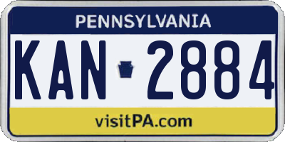 PA license plate KAN2884