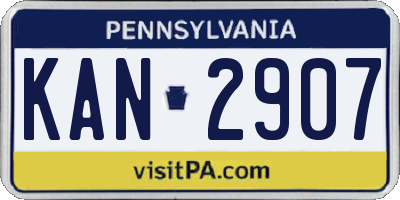 PA license plate KAN2907