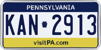 PA license plate KAN2913