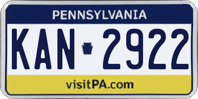 PA license plate KAN2922