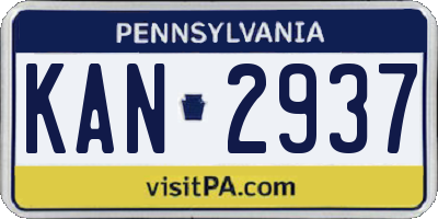 PA license plate KAN2937