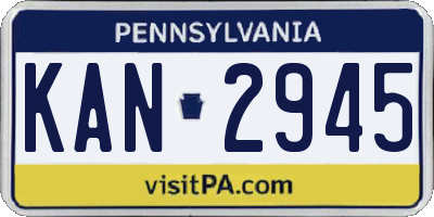 PA license plate KAN2945