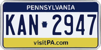 PA license plate KAN2947