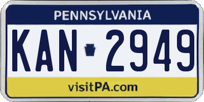 PA license plate KAN2949