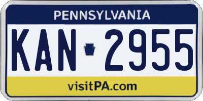 PA license plate KAN2955