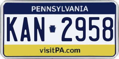PA license plate KAN2958
