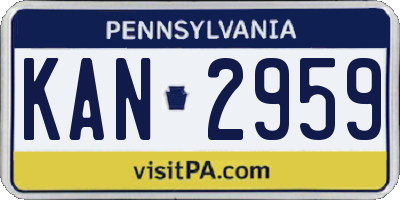 PA license plate KAN2959
