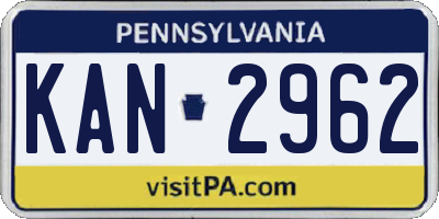 PA license plate KAN2962