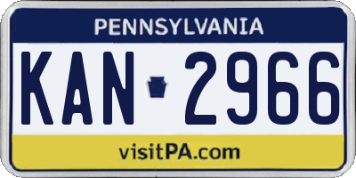 PA license plate KAN2966