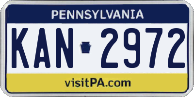 PA license plate KAN2972