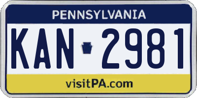 PA license plate KAN2981