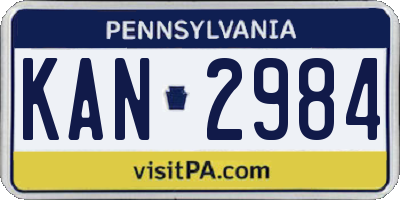 PA license plate KAN2984