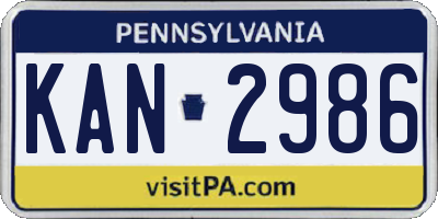 PA license plate KAN2986