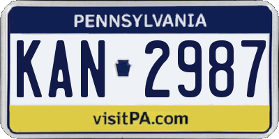 PA license plate KAN2987