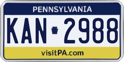 PA license plate KAN2988