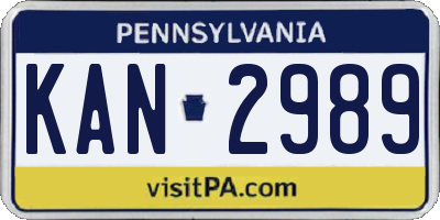 PA license plate KAN2989