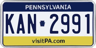 PA license plate KAN2991