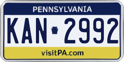 PA license plate KAN2992
