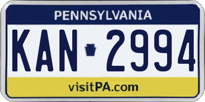 PA license plate KAN2994