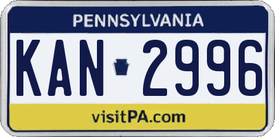 PA license plate KAN2996