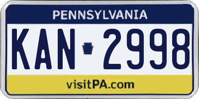 PA license plate KAN2998